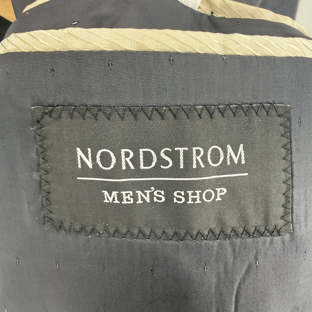 Nordstrom Mens Shop 44R Blue Linen Windowpane Blazer Ormezzano Italy Fabric - Picture 3 of 15